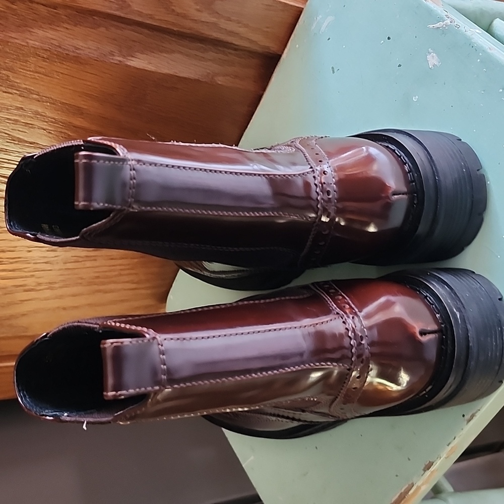 BibiLou Lianna Patent Leather Cognac Ankle Boots Size 38 - Picture 7 of 16